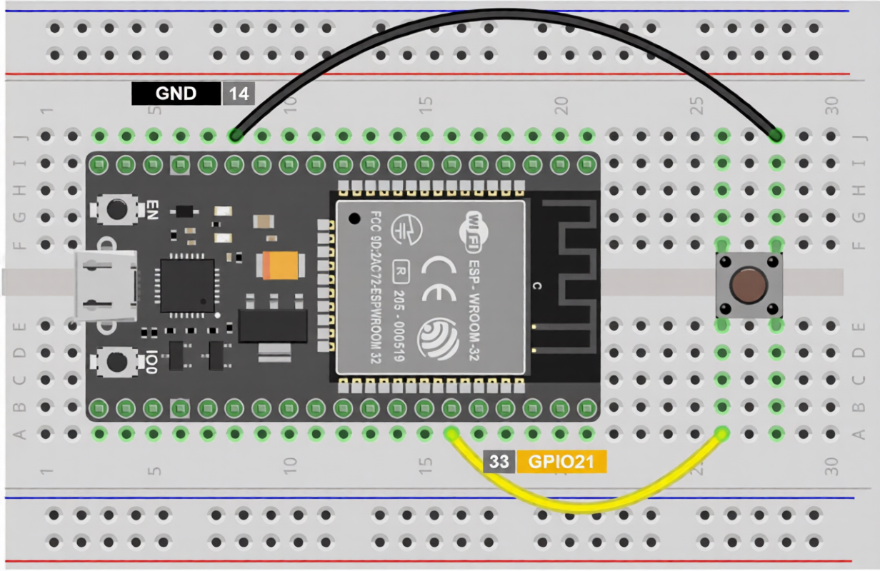Схема подключения кнопки к ESP32
