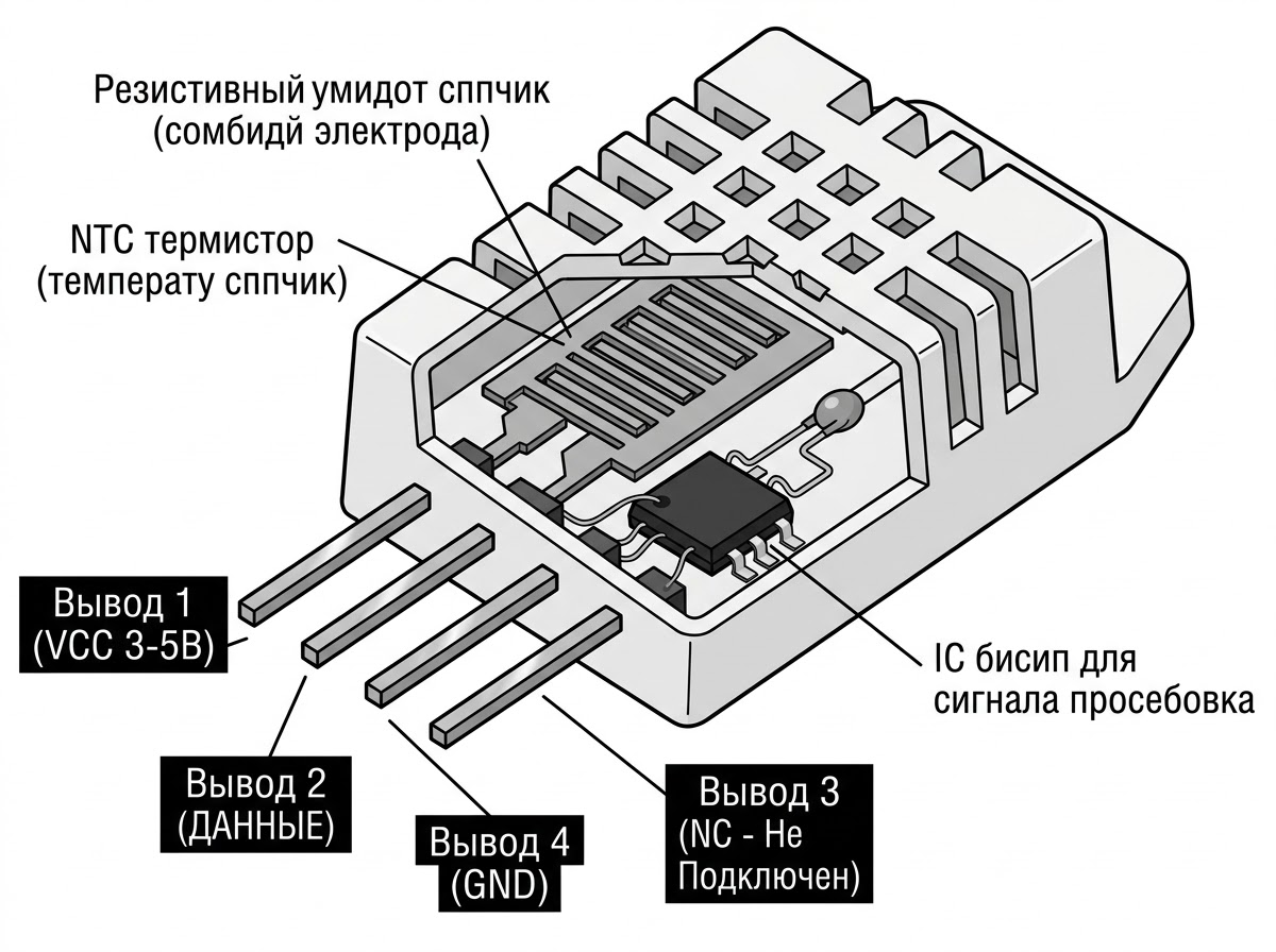 Строение датчика DHT