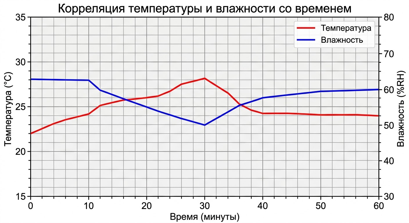 График изменения температуры и влажности