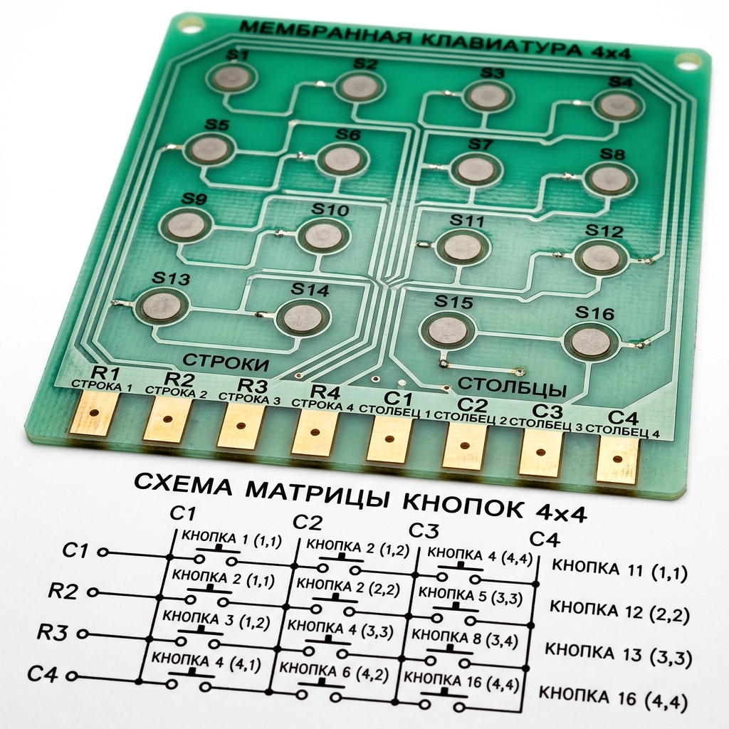 Разъём клавиатуры 4×4: 8 пинов — строки и столбцы