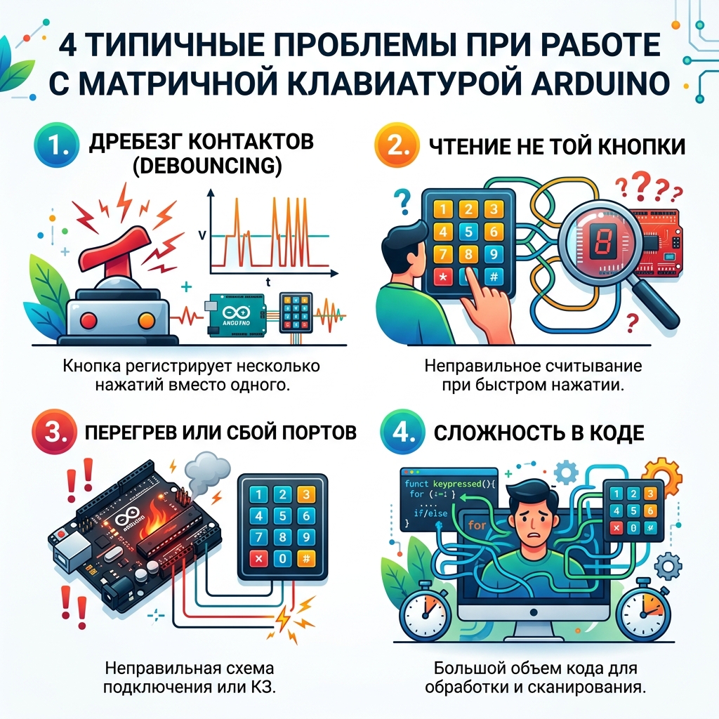 Типичные проблемы при подключении матричной клавиатуры к ESP32