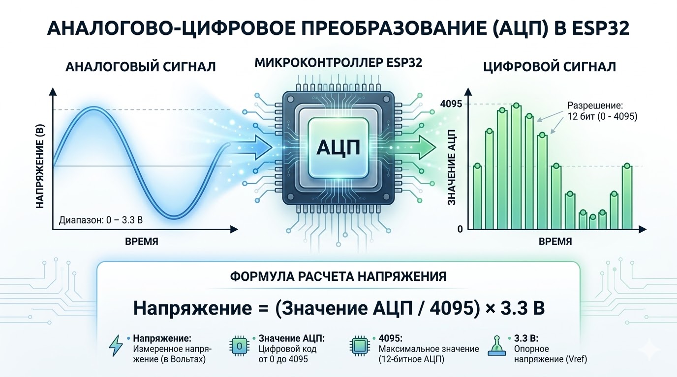 Принцип работы аналого-цифрового преобразователя