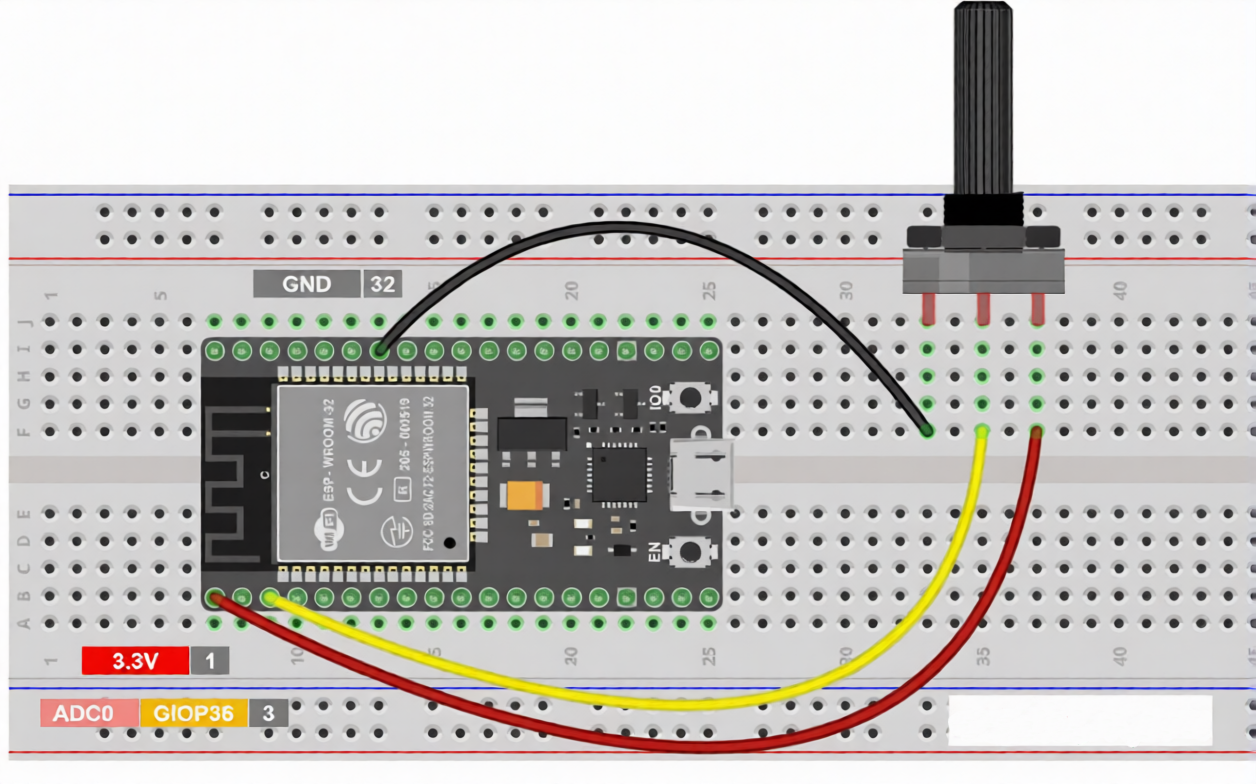 Схема подключения потенциометра к ESP32