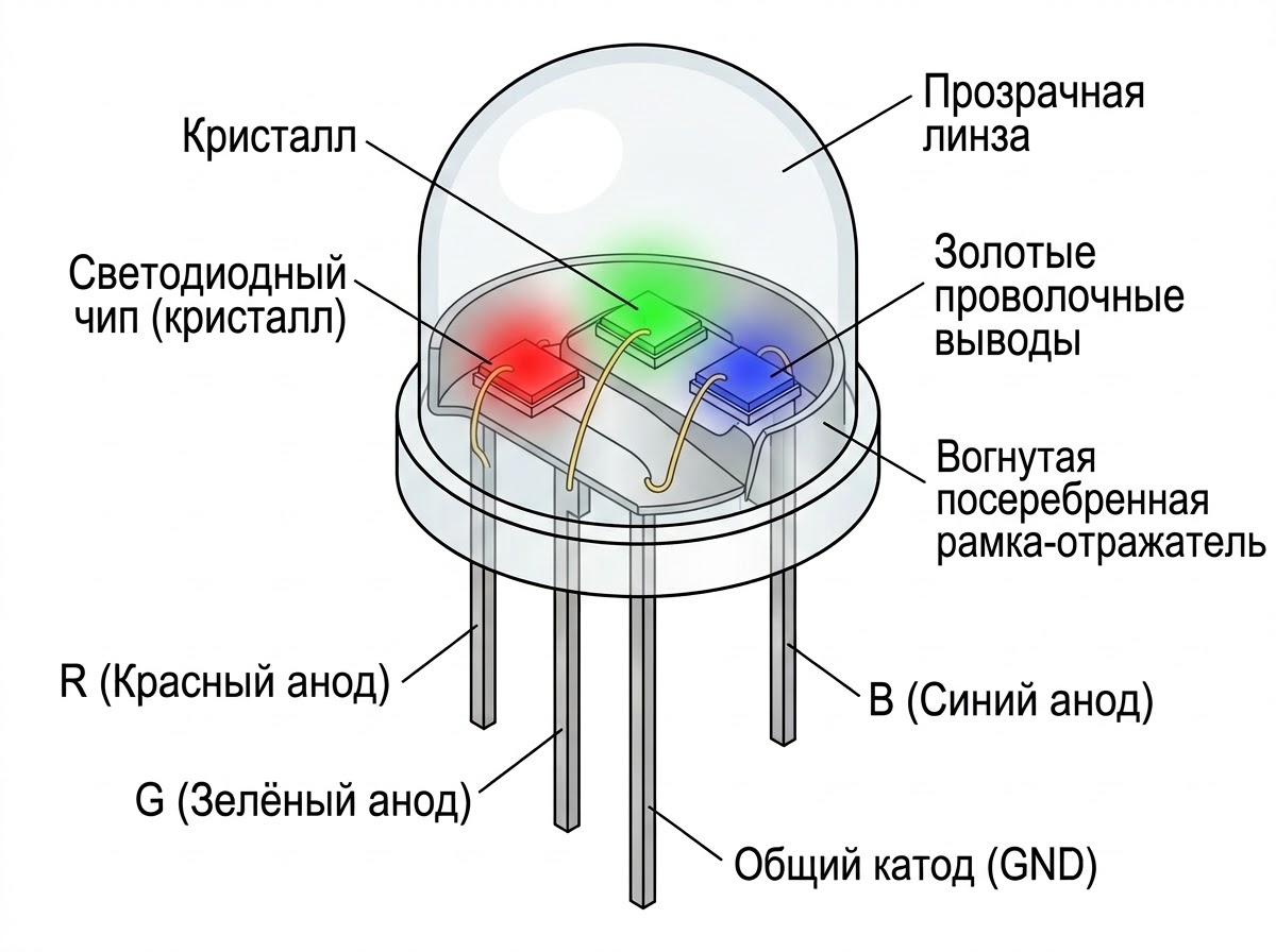 Строение RGB светодиода