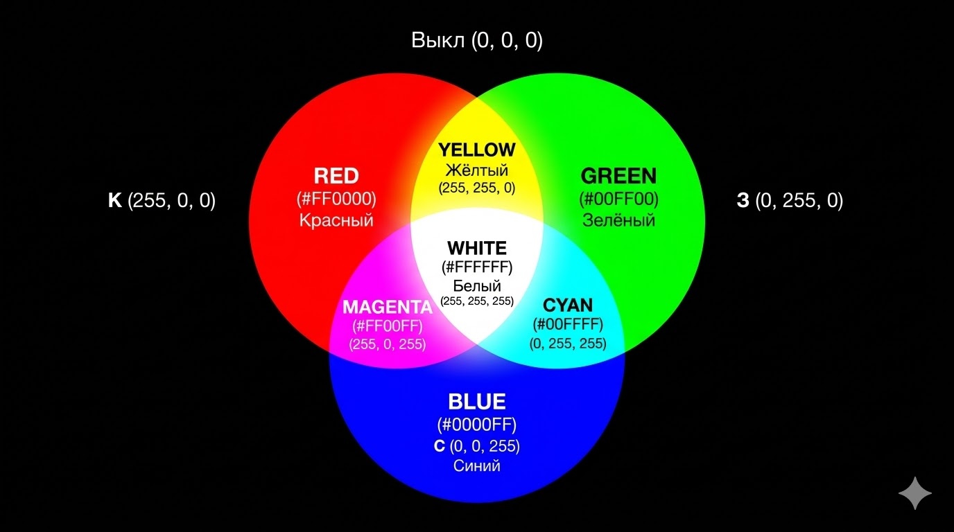 Принцип смешения цветов RGB