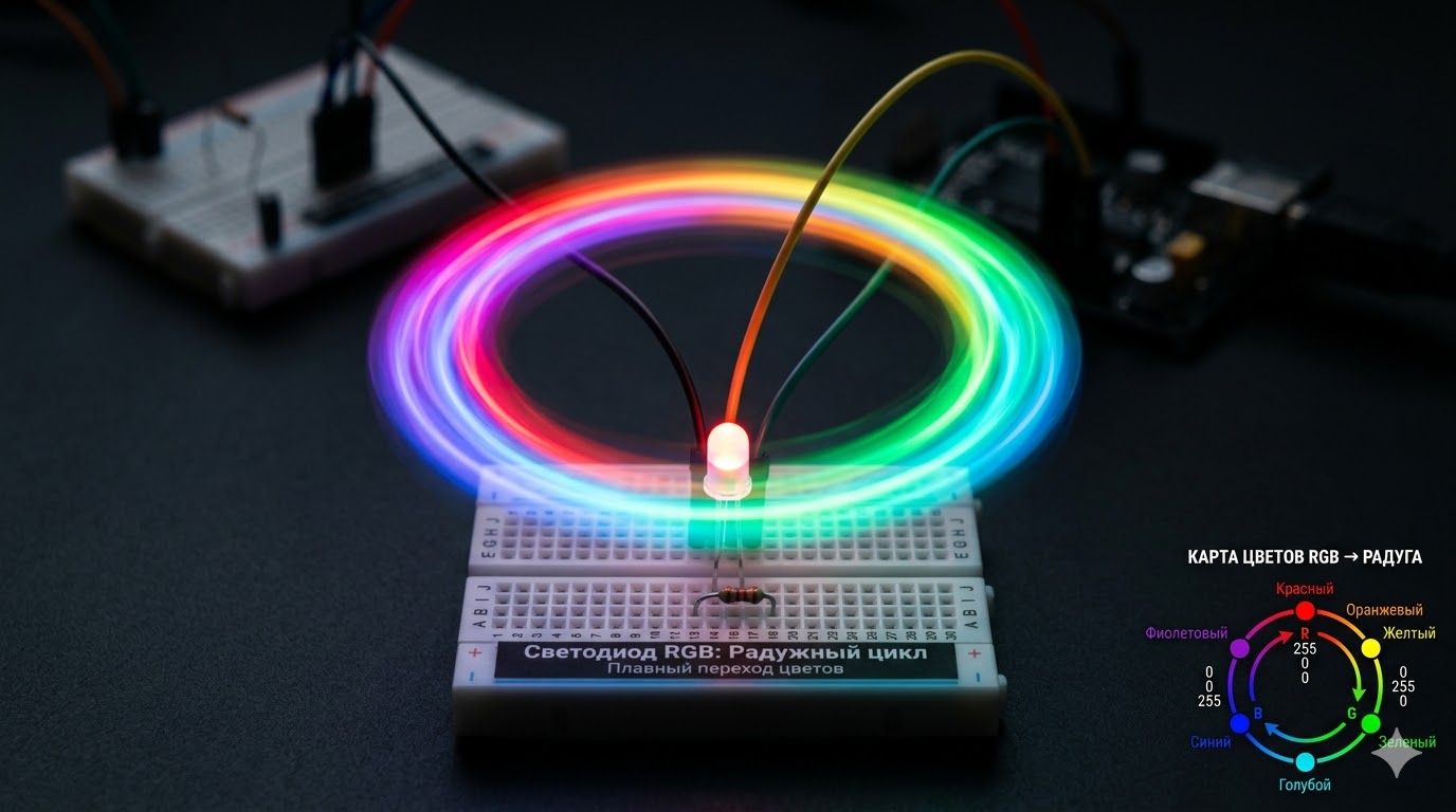 Плавный переход цветов радуги