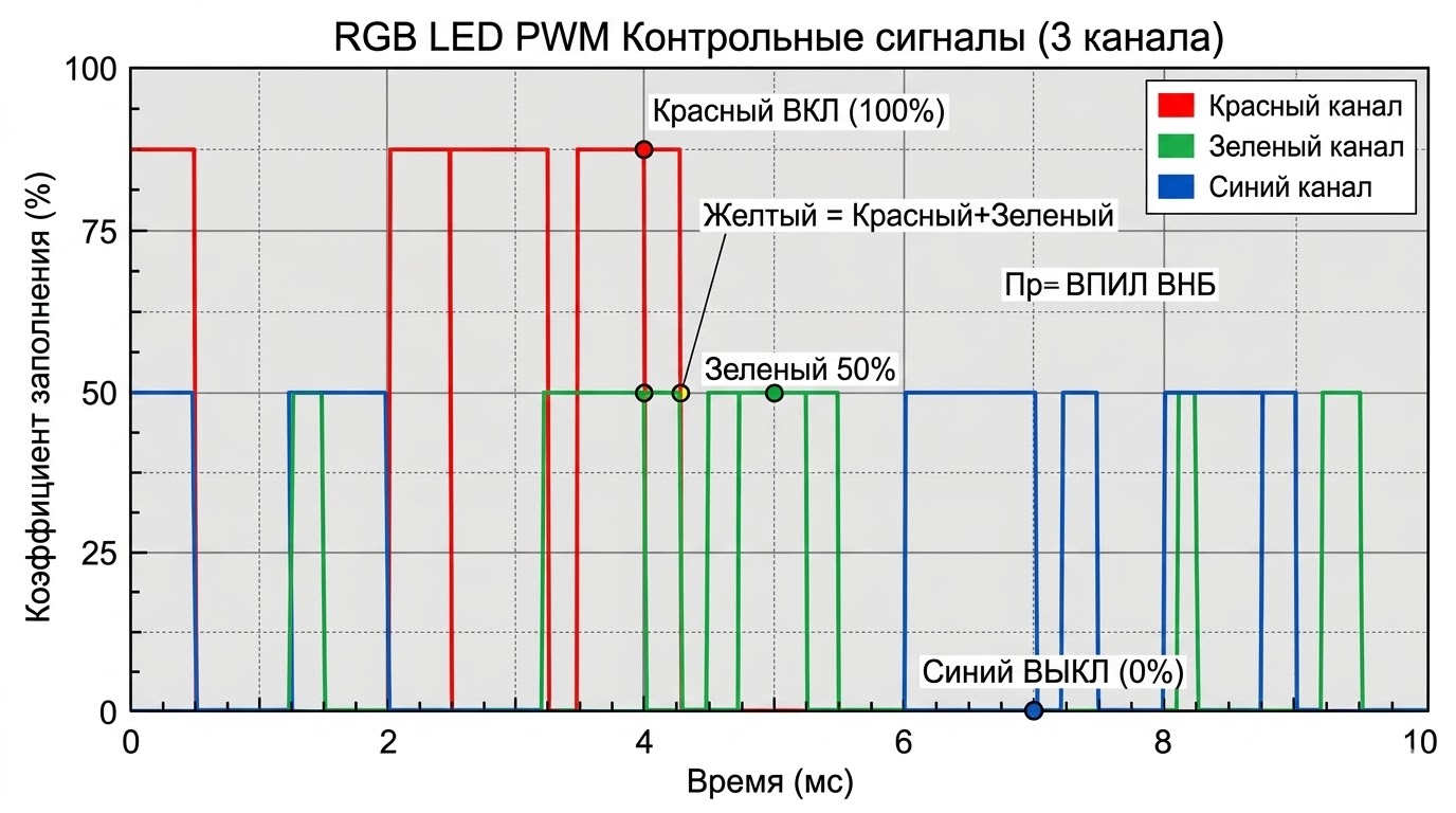 График PWM сигналов для каждого канала