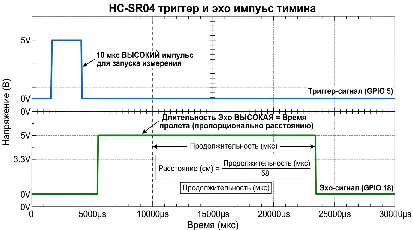 Временная диаграмма сигналов Trig и Echo
