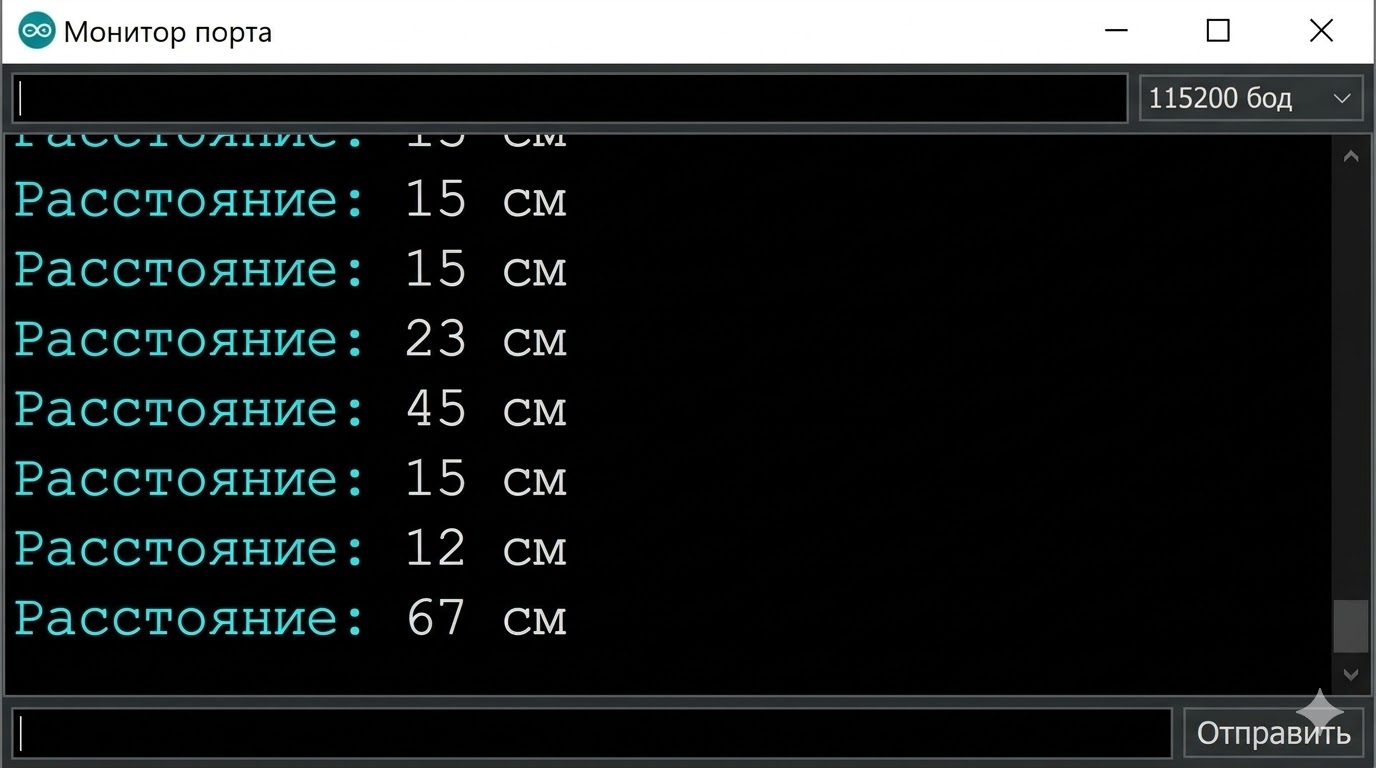 Данные о расстоянии в мониторе порта