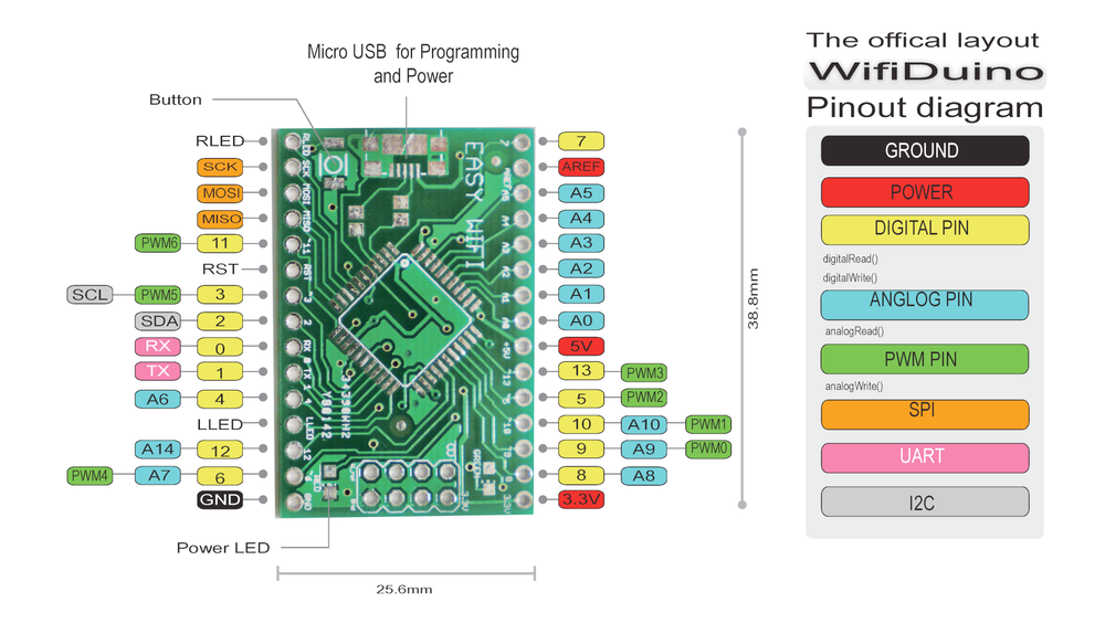 Схема распиновки WiFiduino