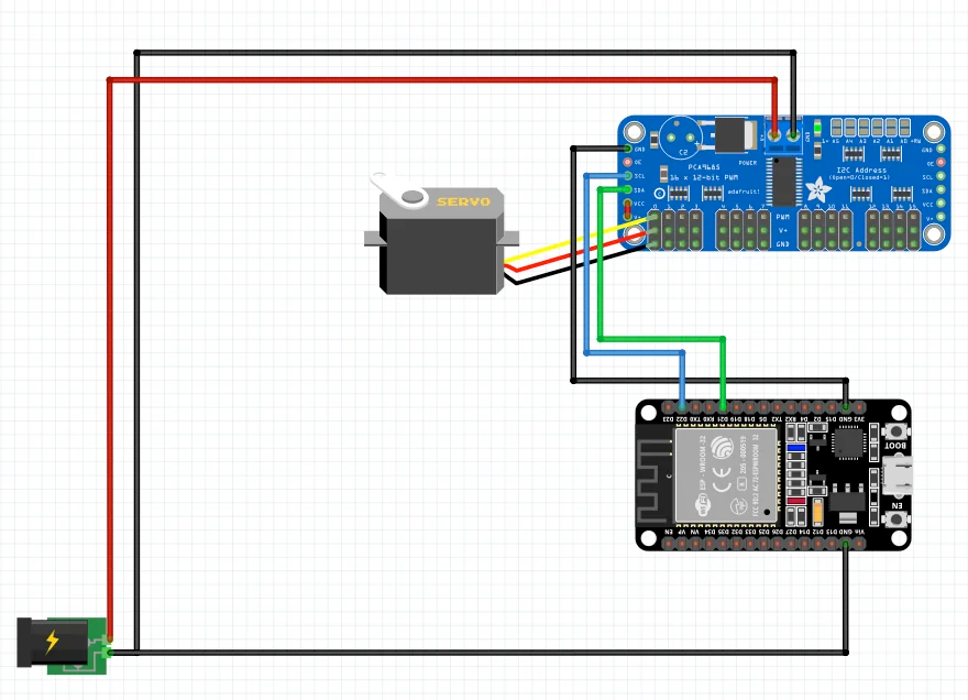 Схема подключения PCA9685 к ESP32