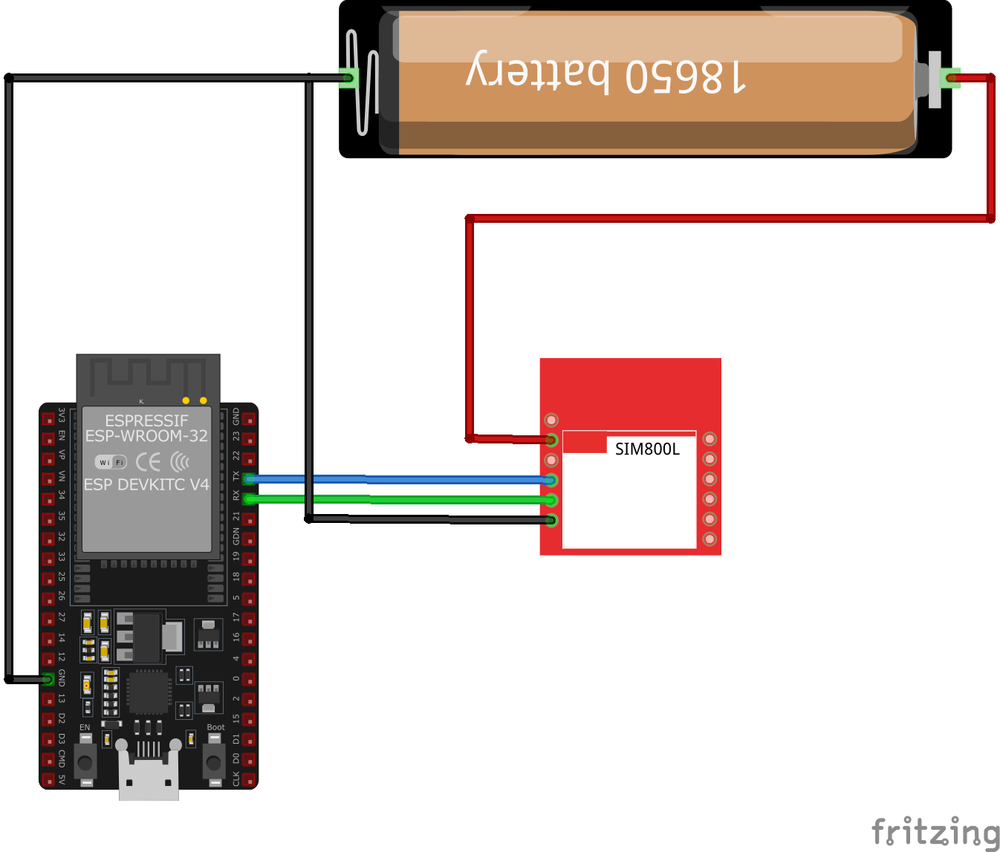 Схема подключения SIM800L к ESP32