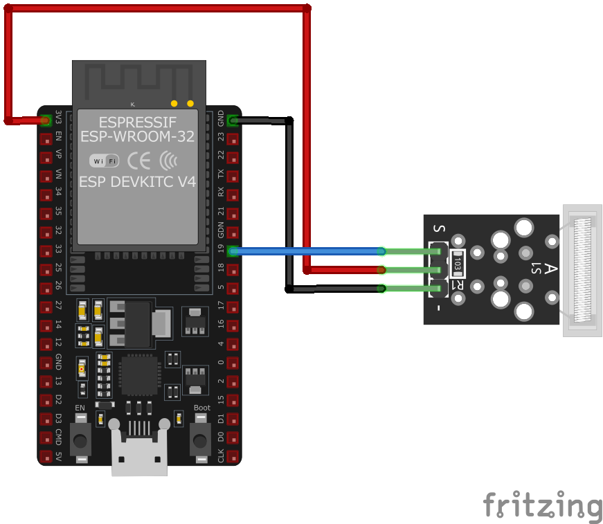 Схема подключения KY-031 к ESP32