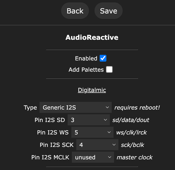 Настройка аудио в WLED