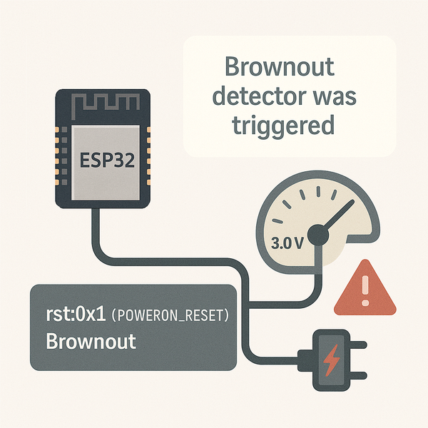 Изображение: ошибка Brownout Reset на ESP32