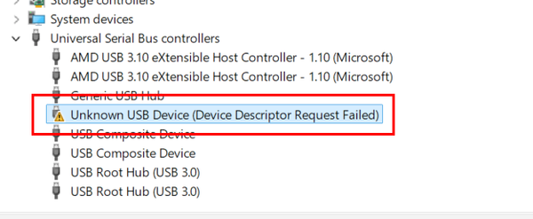 Неизвестное USB-устройство в диспетчере устройств