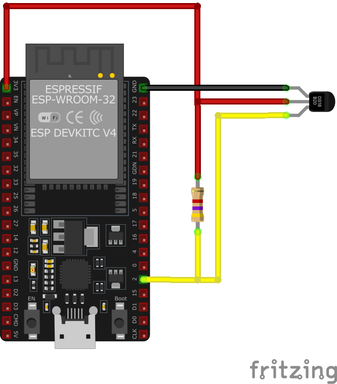Подключение DS18B20 к ESP32