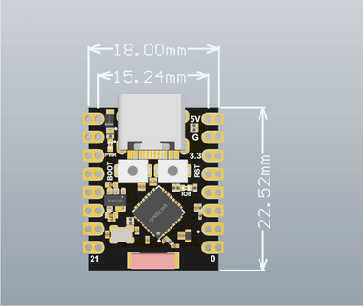 Габариты ESP32 C3 Super Mini